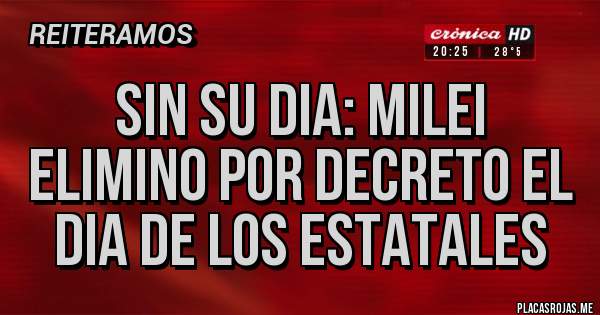 Placas Rojas - SIN SU DIA: MILEI ELIMINO POR DECRETO EL DIA DE LOS ESTATALES