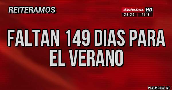 Placas Rojas - Faltan 149 dias para el verano