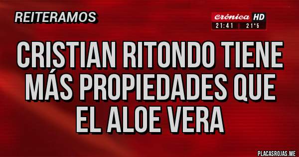 Placas Rojas - Cristian Ritondo tiene más propiedades que el aloe vera