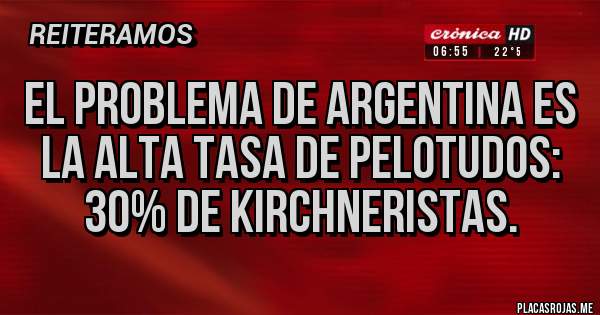 Placas Rojas - El problema de Argentina es la alta tasa de pelotudos: 30% de kirchneristas.