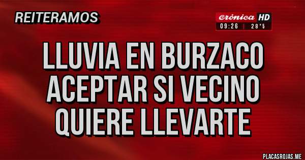 Placas Rojas - Lluvia en burzaco aceptar si vecino quiere llevarte