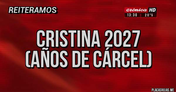 Placas Rojas - Cristina 2027
(Años de cárcel)