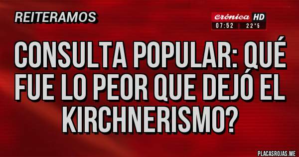 Placas Rojas - Consulta popular: qué fue lo peor que dejó el kirchnerismo?
