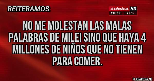 Placas Rojas - No me molestan las malas palabras de Milei sino que haya 4 millones de niños que no tienen para comer.