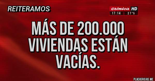 Placas Rojas - Más de 200.000 viviendas están vacías.
