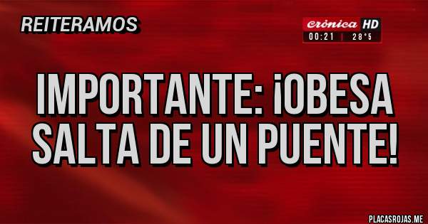 Placas Rojas - IMPORTANTE: ¡Obesa salta de un puente!
