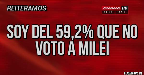 Placas Rojas - SOY DEL 59,2% QUE NO VOTO A MILEI