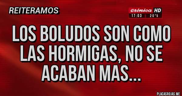 Placas Rojas - LOS BOLUDOS SON COMO LAS HORMIGAS, NO SE ACABAN MAS...