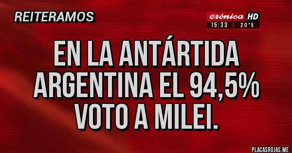 Placas Rojas - En la Antártida Argentina el 94,5% voto a Milei.